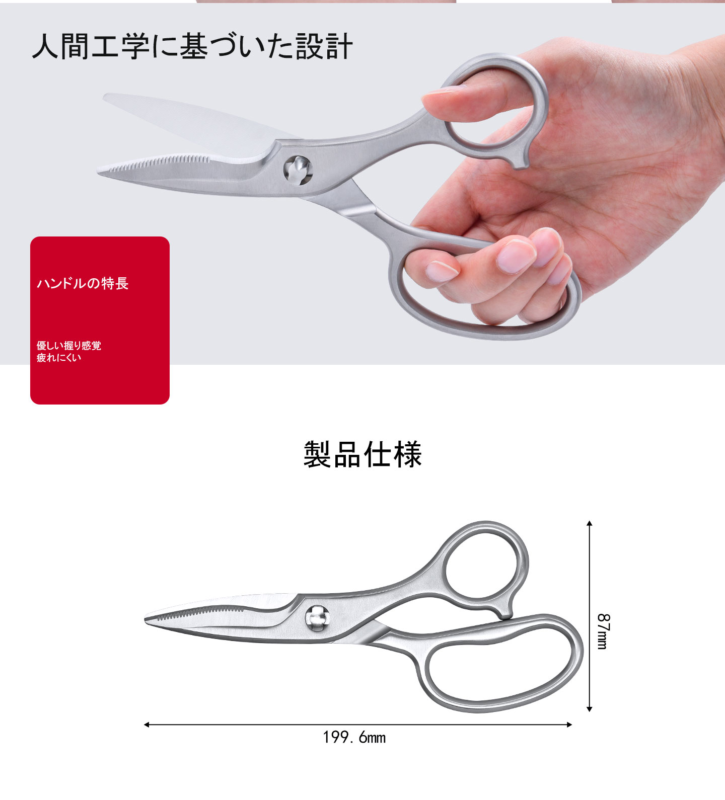 KS-13DSオールステンレスキッチンバサミ